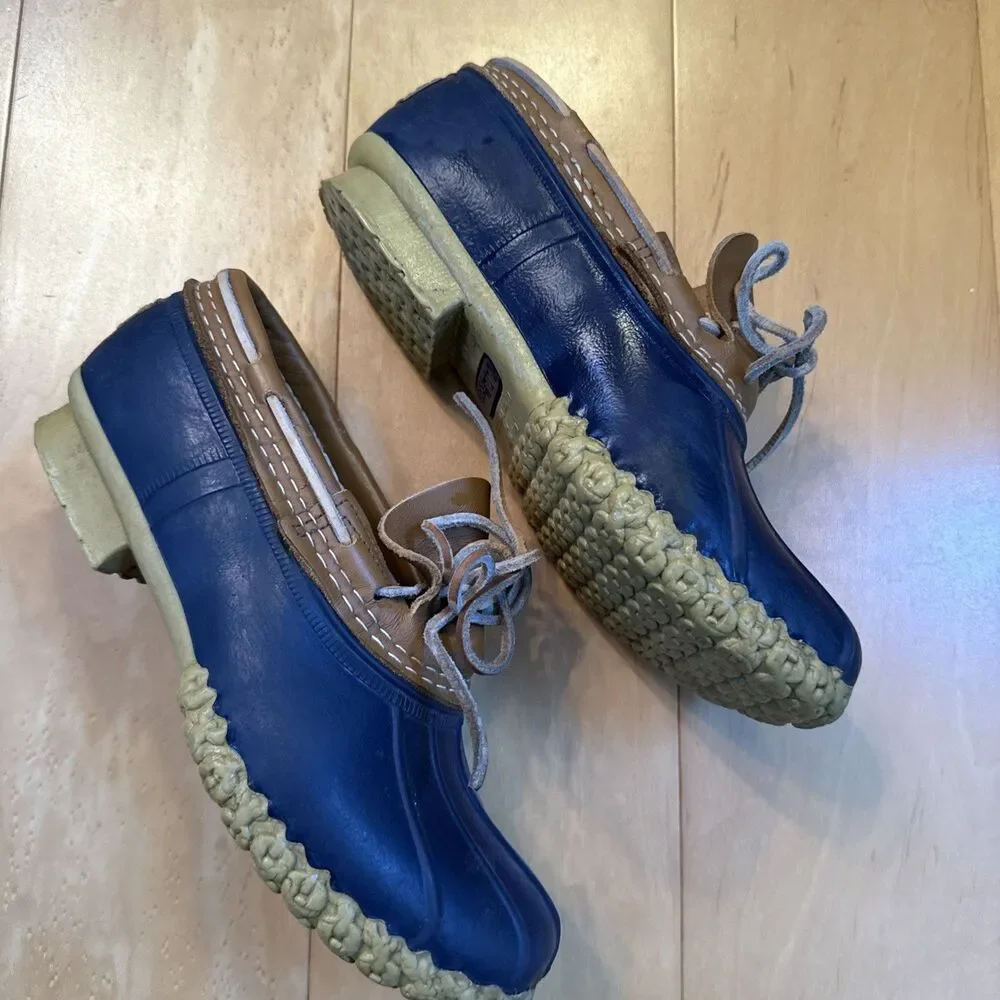 L.L. Bean Navy Blue and Brown Leather Duck Shoes
